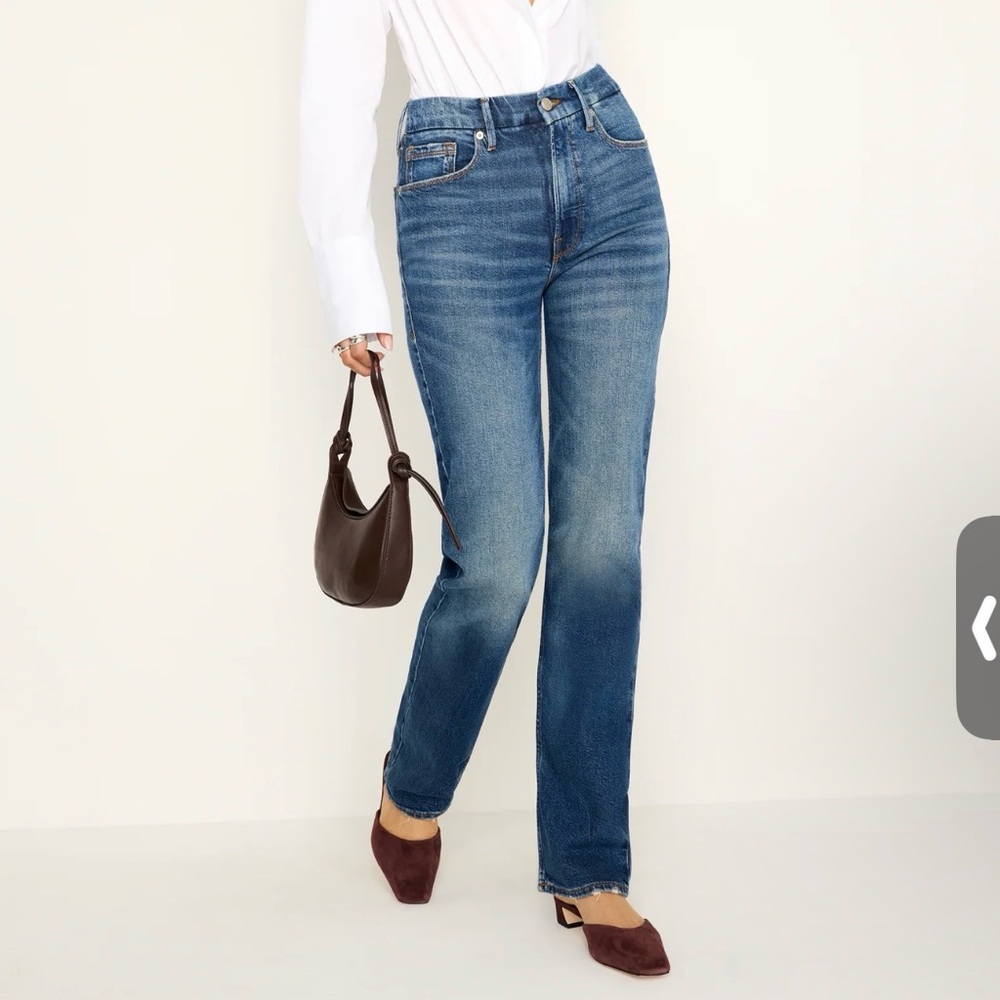 Good American Good Icon Straight Leg Jeans - Medium Blue Wash